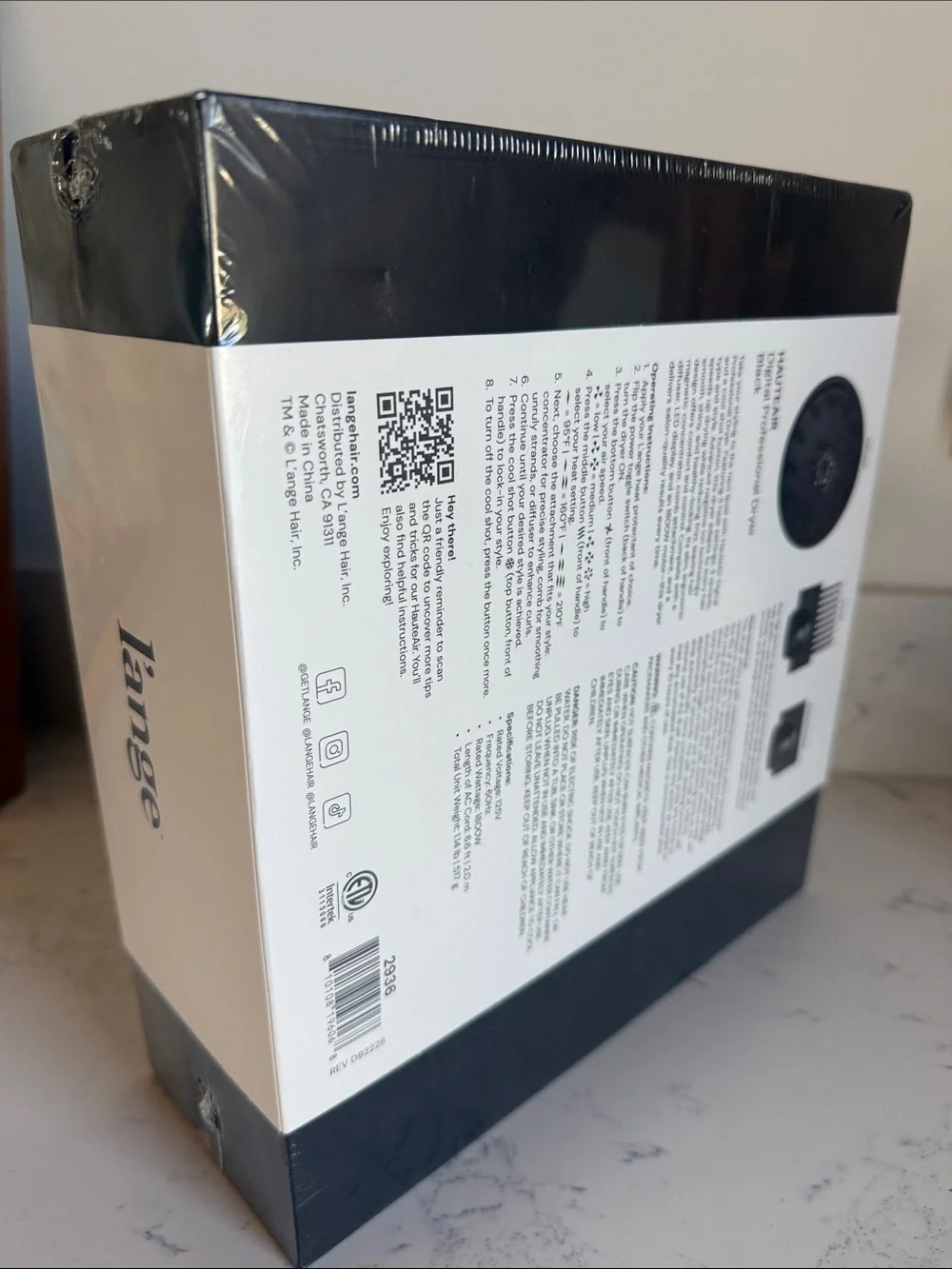 L'ange HauteAir Digital Professional Hair Dryer in black NWT